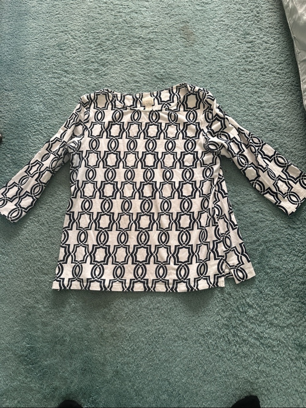 Chicos Navy and white Top Size 1